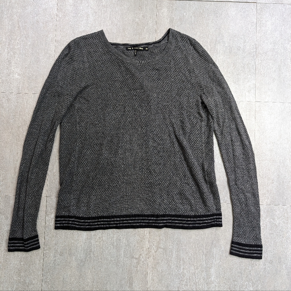 Rag & Bone / JEAN Nikki Split Back Sweater Size XS Gray/ Black Woman's